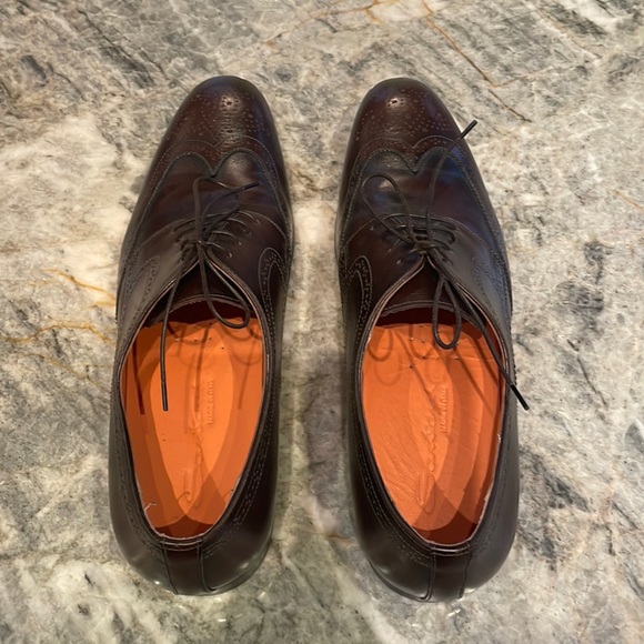 NWT Santoni Brown Wingtip Dress Shoes with laces. Size 10 - Picture 4 of 12